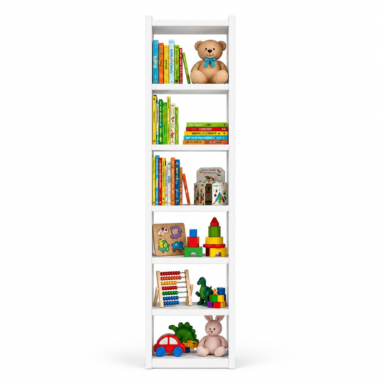 Multipurpose Wooden Toys/Book Shelf & Kids Rack for Storage, Children’s Book Organizer & Toy Shelf, Nursery Storage for Bedroom, Playroom & Child-Friendly Space - White-image-46