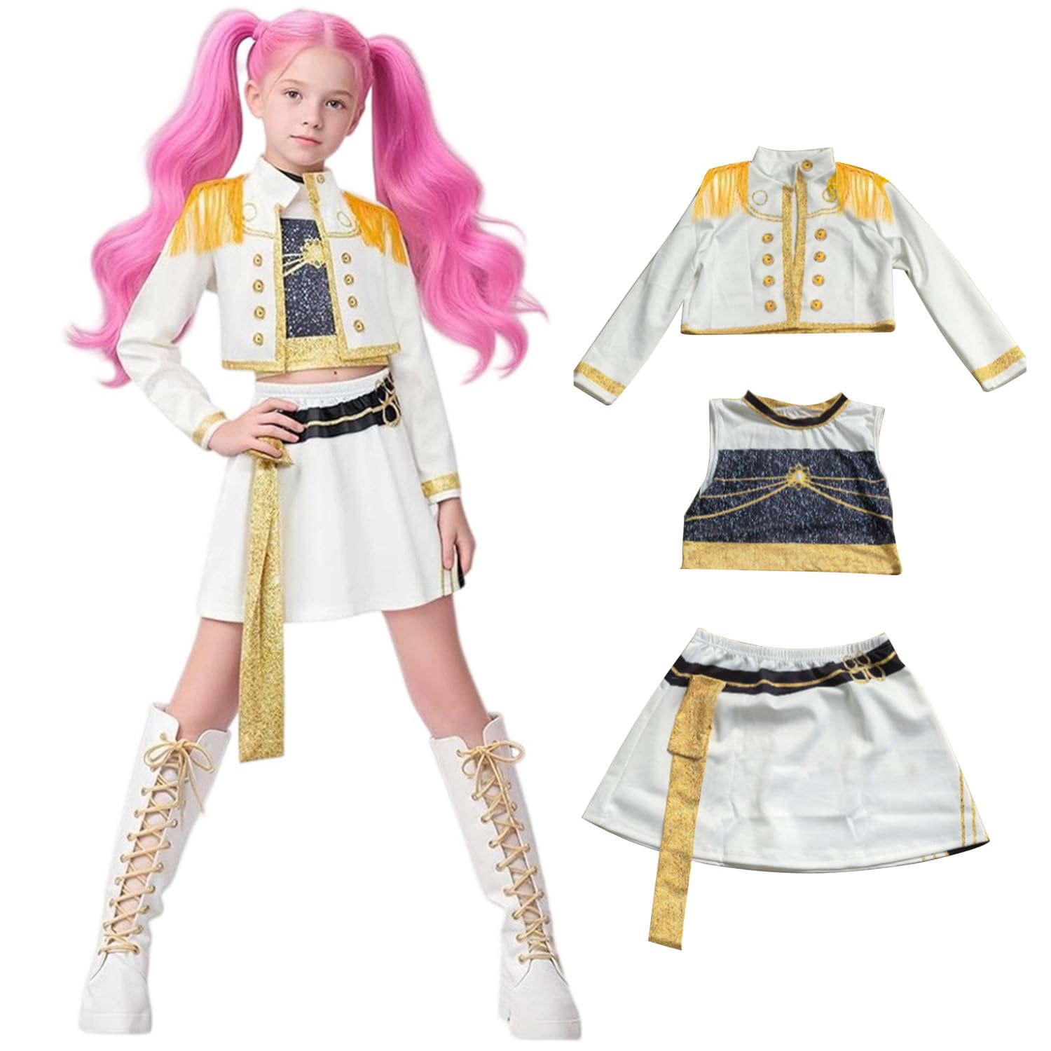 Atorcher Kids Style Stage Performer Costume Set – Long Sleeve Coat with Shirt and Pants for Halloween, Cosplay, Birthday Parties and Carnival – Sizes 3-12 Years