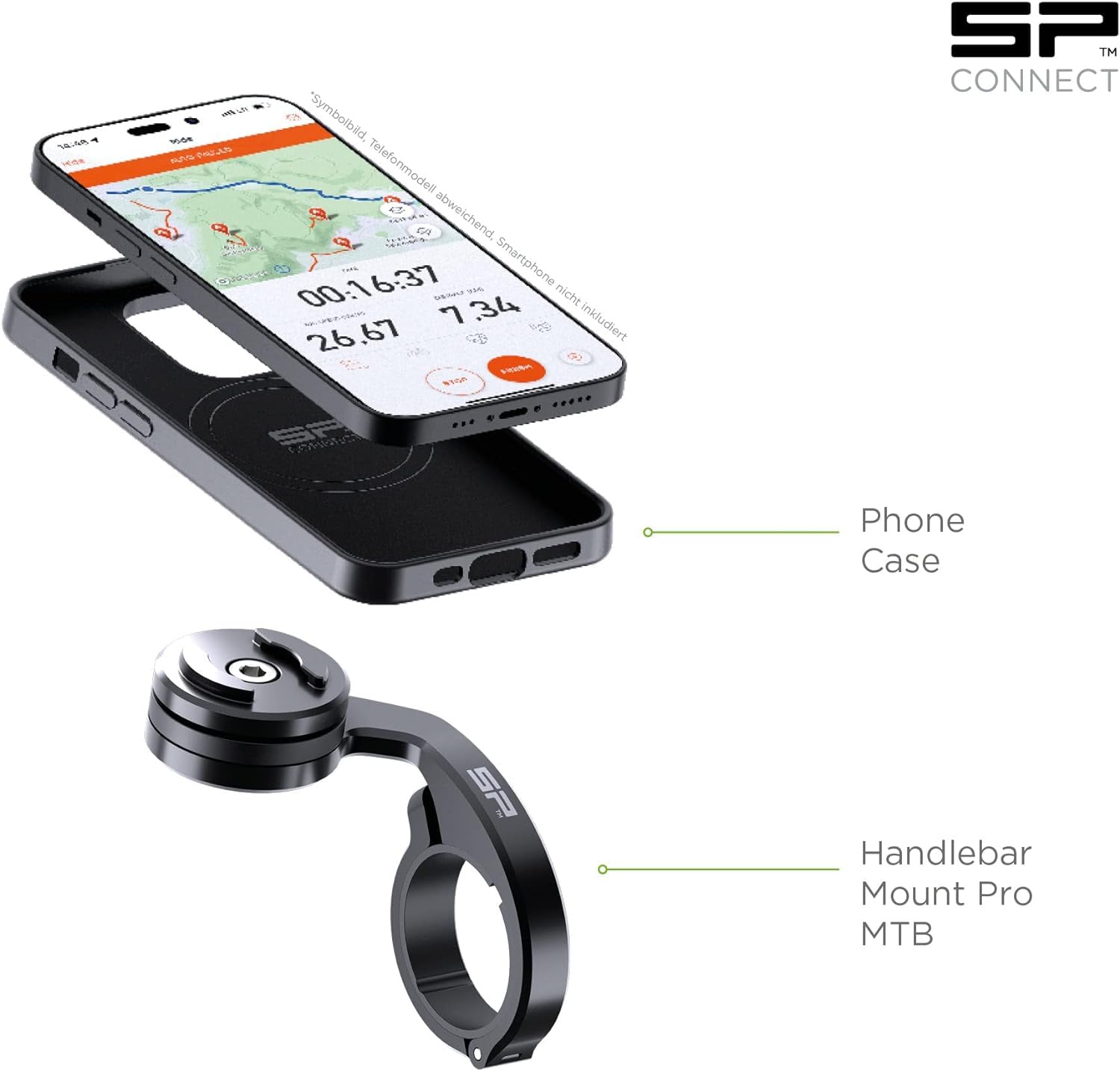 SP CONNECT Soporte para teléfono móvil para Bicicleta | SPC+ | para iPhone 14/13 Soporte para teléfono | móvil para Bicicleta de montaña | para Todos los teléfonos Inteligentes