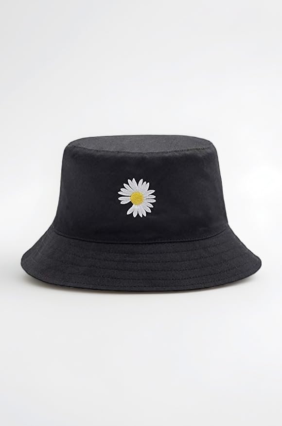 Missby® Unisex Flower Embroidery Reversible Bucket Hat Fishing Summer Travel Beach Sun Hat