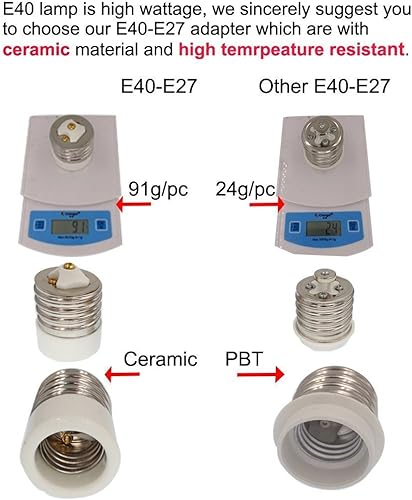 Miniatura 3 de Adaptador reductor foco de luz Mogul (E39) a mediano (E26) de porcelana, Blanco, T70095-1, 250 volts