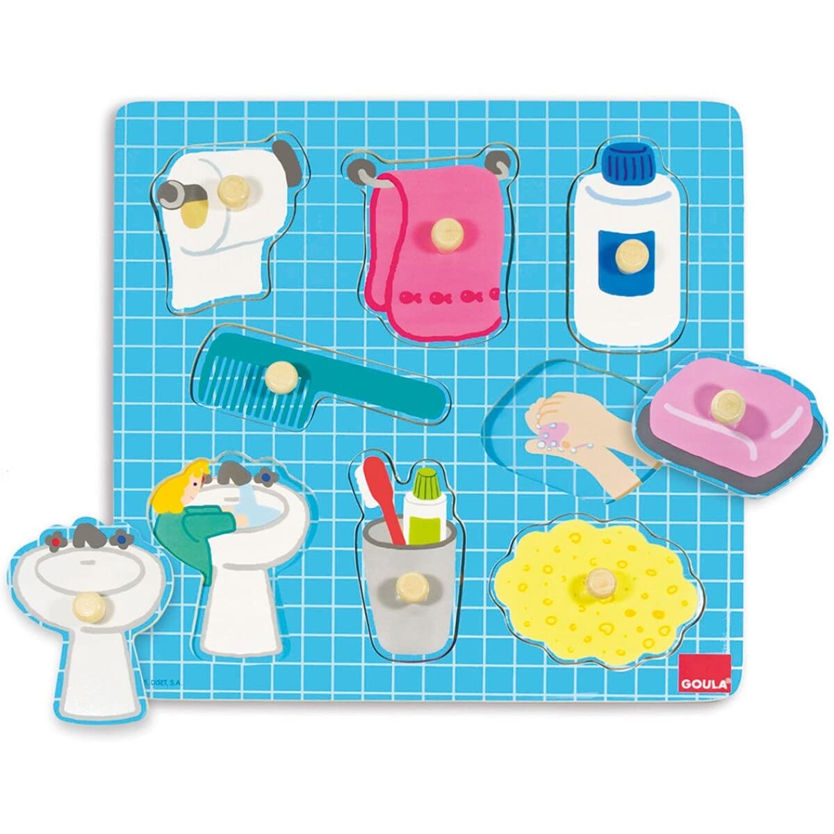 Jumbo Goula D53032 Bath Wooden Peg Puzzle