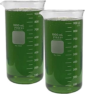 PYREX 1060-1L, 1000ml Tall Form Berzelius Beaker, Single Scale, Graduated (Pack of 2)