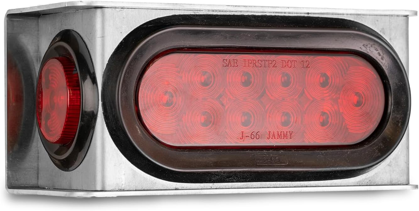 Tough Grade Extreme Duty Aluminum Trailer Light Boxes | .095" Heavy Duty Weld-On Light Box Housing | Waterproof Seal | Protects Trailer Lights (Smooth Aluminum, with Lights)