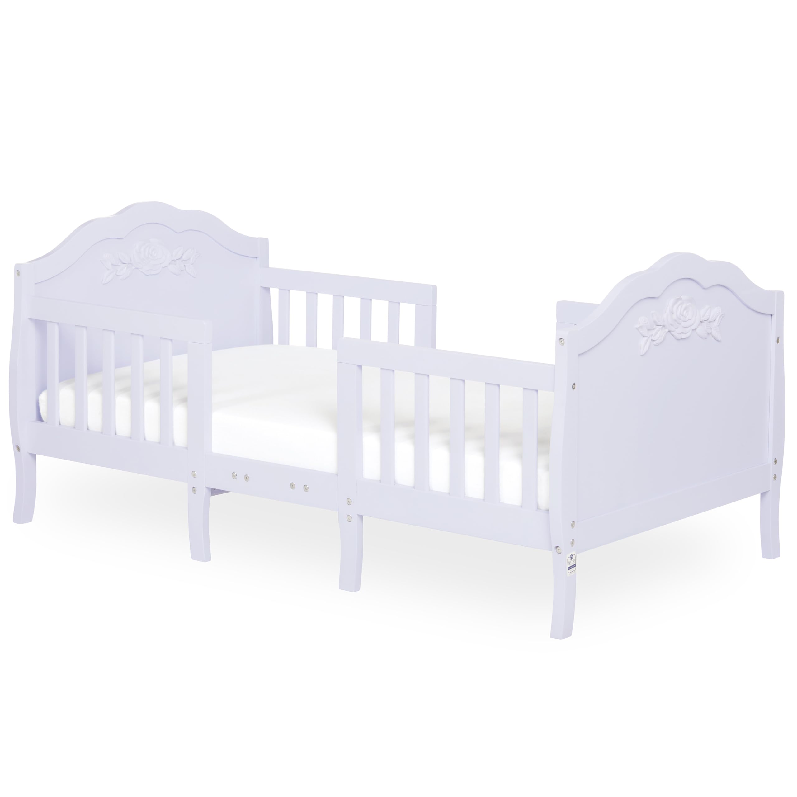 SweetPea Baby Rose 3-in-1 Convertible Toddler Bed in Lavender, Greenguard Gold Certified, JPMA Certified, Safety Rails, Made of Sustainable New
