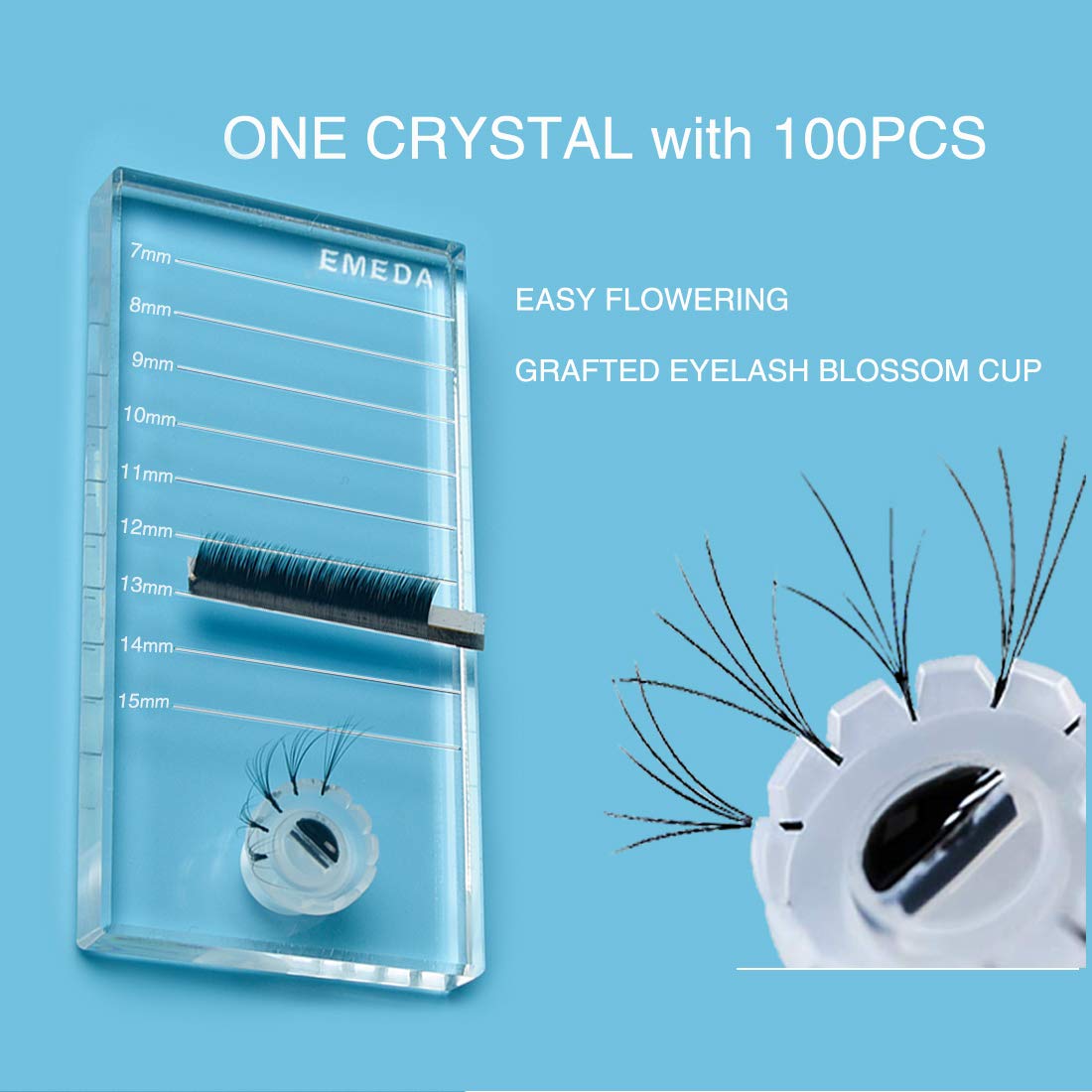 Eyelash Extension Supplies Lash Tray with 100 PCS Blooming Glue Cup Crystal Glass Acrylic Lash Tiles Strip Palett Holder Tools Jade Stone