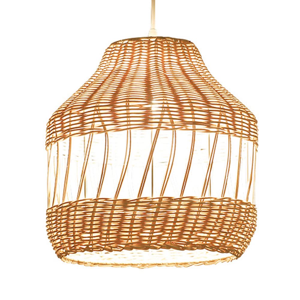 LYMSXAZOU Rattan Basket Chandelier Interior Decoration Pendant Lights Housewarming Gift Chandeliers Ceiling Wicker Lampshade Pastoral Style Hanging Lamp For Bars Cafe Living Room