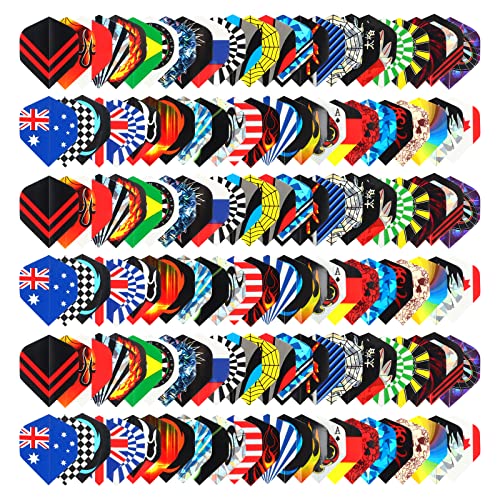 BBXWANG Standard Flights Darts 50 Sets Random 30 Sets, 90 Pcs Durable PET and Laser Replacement Feather Tail Wing – Perfect Darts zubehör Zubehör Equipment Supplies for Dart Games