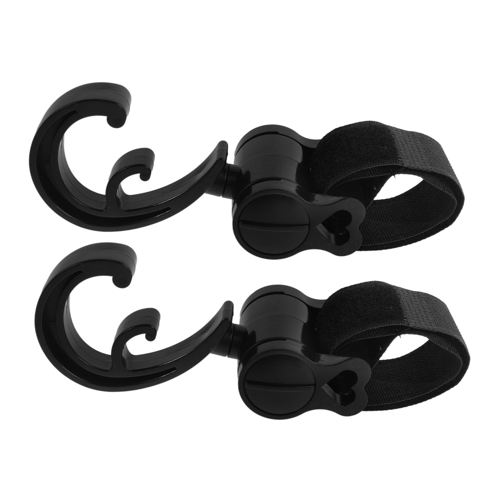 KOMBIUDA Stroller Hanger Set 2pcs Rotating Car Seat Hook Strap Semi-Enclosed Design for Stroller Bag Holder