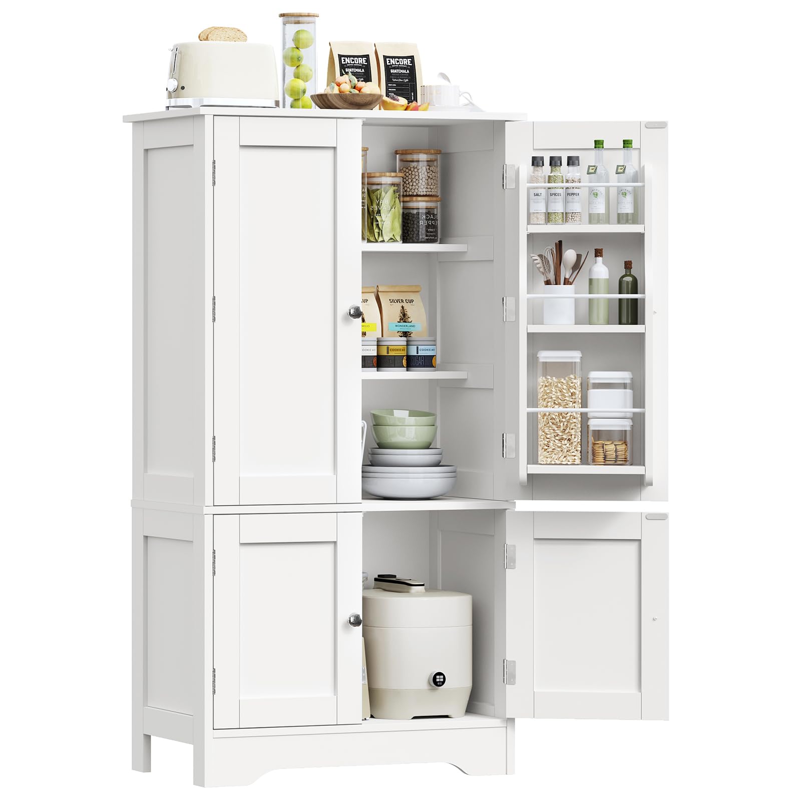 TEENFON 43'H Pantry Cabinet with 4 Doors