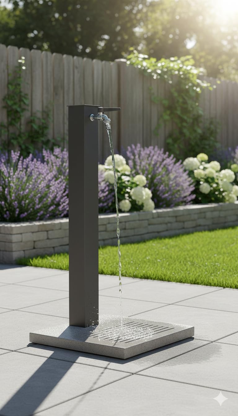 belfer Fontaine de jardin avec robinet et base en béton 42/QBM Anthracite