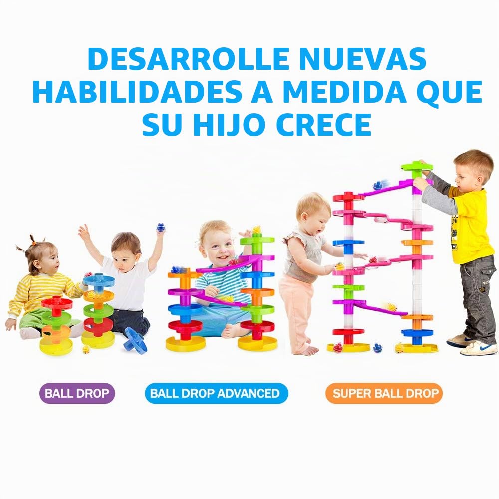 WEofferwhatYOUwant Circuito De Bolas Colores Marble Tobogán Espiral Circuitos Bloques De Construcción Bebe 9 Meses - 1 Año (Double Ball Drop)