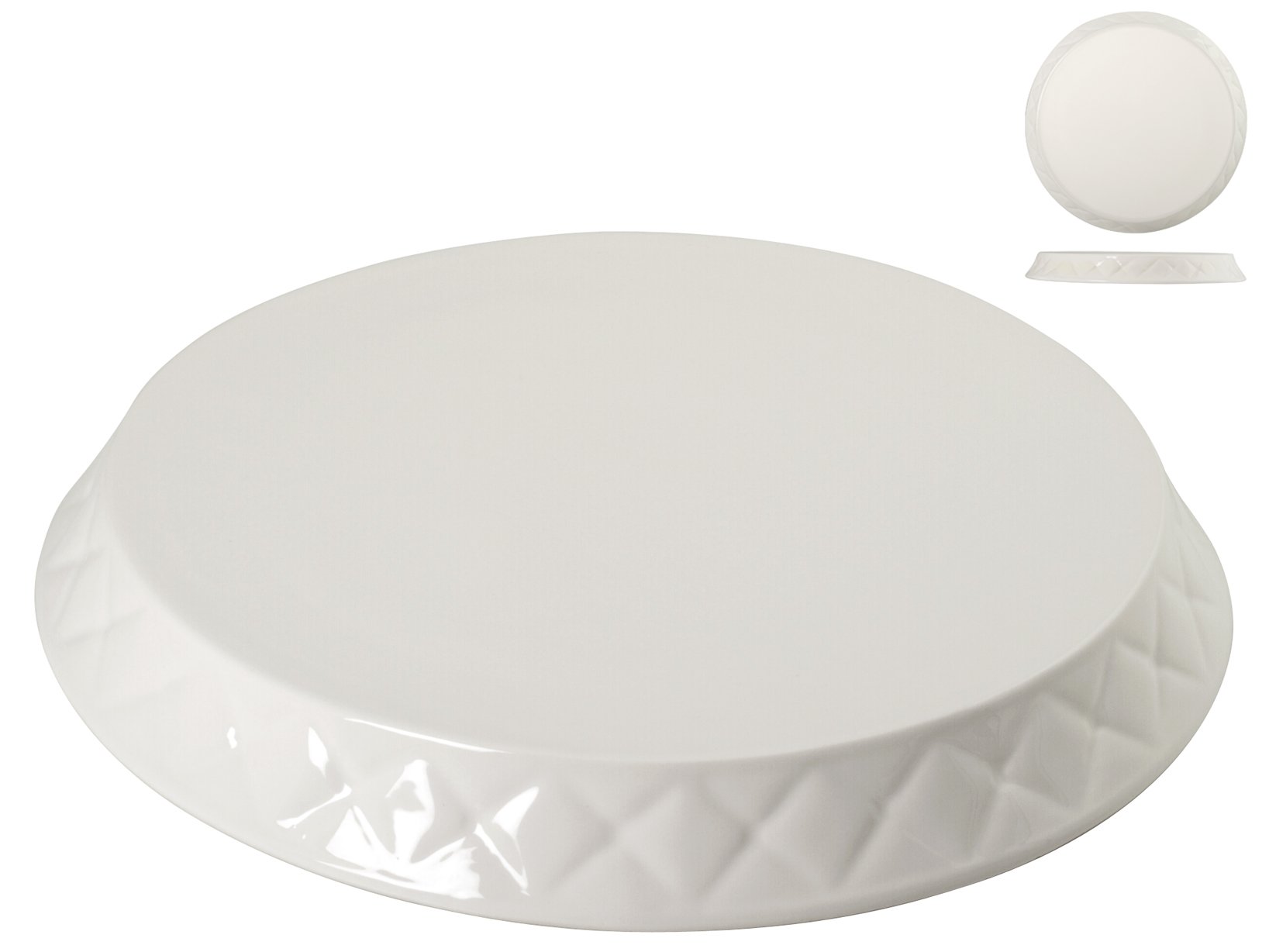 Plat à tarte grand diamètre céramique blanche vaisselle ronde 29.5cm