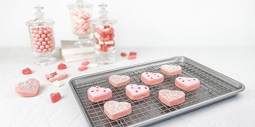 Miniatura 4 de Utensilio para horno lámina cuadrante USA Pan lámina para hornear y juego de rejilla para enfriamiento antiadherente metálico  juego Quarter