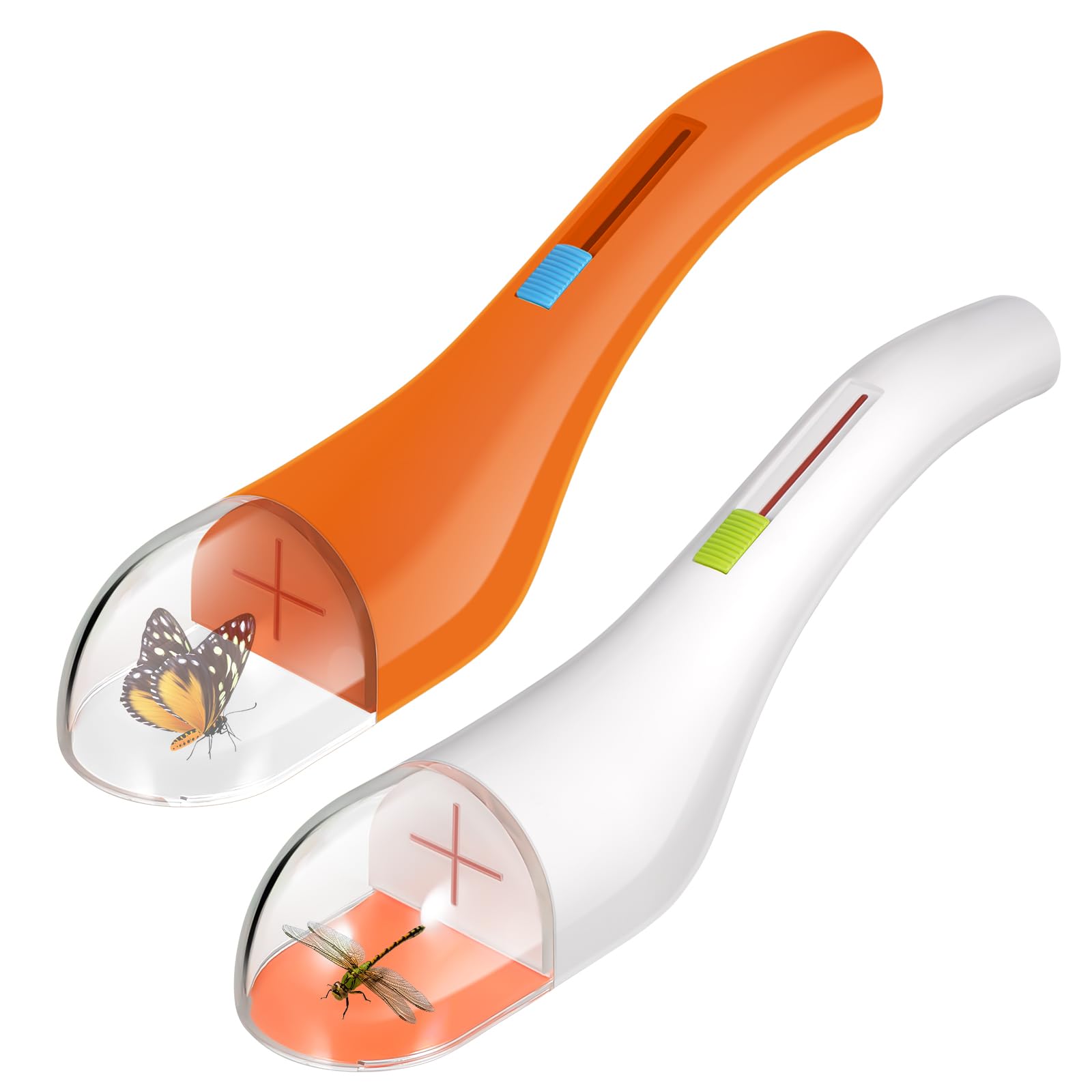 Jahy2Tech 2 Pack Bug Catcher Bug Catching Tool for Kids & Adults,Humane Bug Grabber Contactless Quick Release Insect Catcher Trap for Butterflies Grasshoppers Spiders Ants Ladybugs (White+Orange)