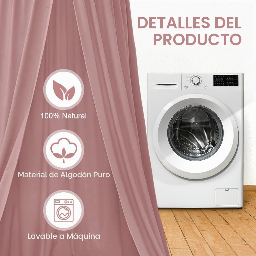 Aolso Dosel de Cama Infantil para Niñas Niños, 245 CM Habitación de Bebé con Tienda, Toldo para Cama de Redondo, Cuna con Cortina Colgante, Mosquitera, Algodón(Rojo Ladrillo)