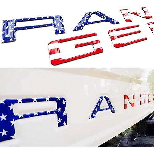 Tailgate Inserts Letters Compatible for Ranger 2019 2020 2021 2022 2023, 3D Raised & Strong Adhesive Decals Letters, Tailgate Emblems Inserts Letters (American Flag)