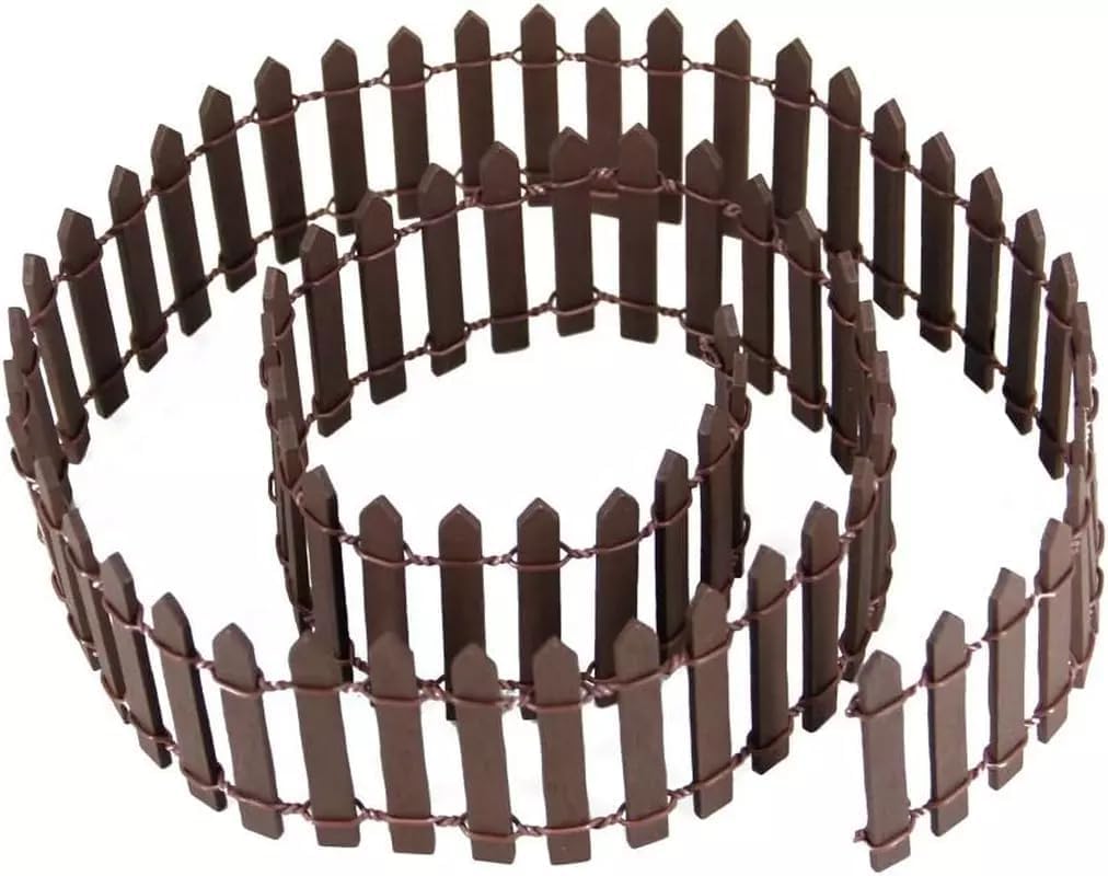 1Pc 35 Inches Brown Mini Fairy Garden Fence, Micro Landscape Miniature Ornaments for Dollhouse, Crafts, Diorama Project, Plant Pot DIY