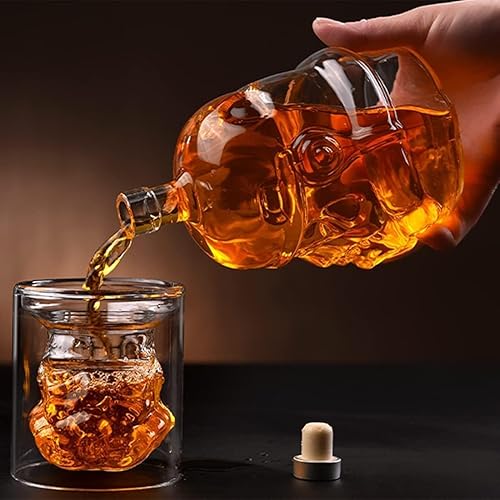 Miniatura 12 de Juego de decantador de whisky con 2 vasos, jarra creativa transparente, jarra de whisky para vino, escocés, bourbon, vodka, licor, botellas únicas 1