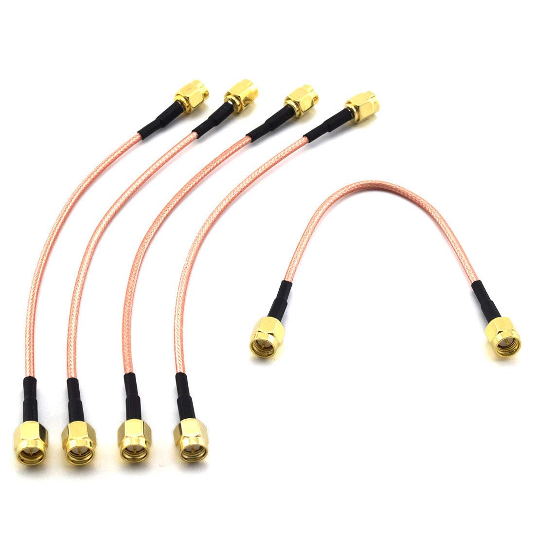 RG316 SMA Male to SMA Male Antenna Extender Cable Adapter Jumper(6 inch/15cm),Gold RF Coaxial Coax Cable Assembly 5pcs