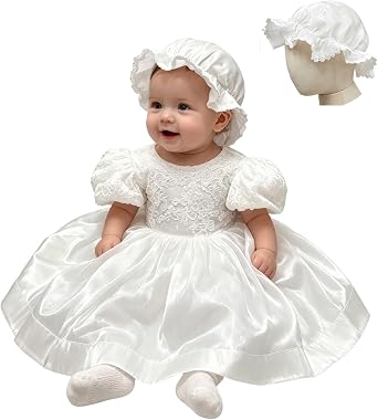 VORLITS Christening Baptism Dresses for Baby Girls Whit Baby Dress 0-24M