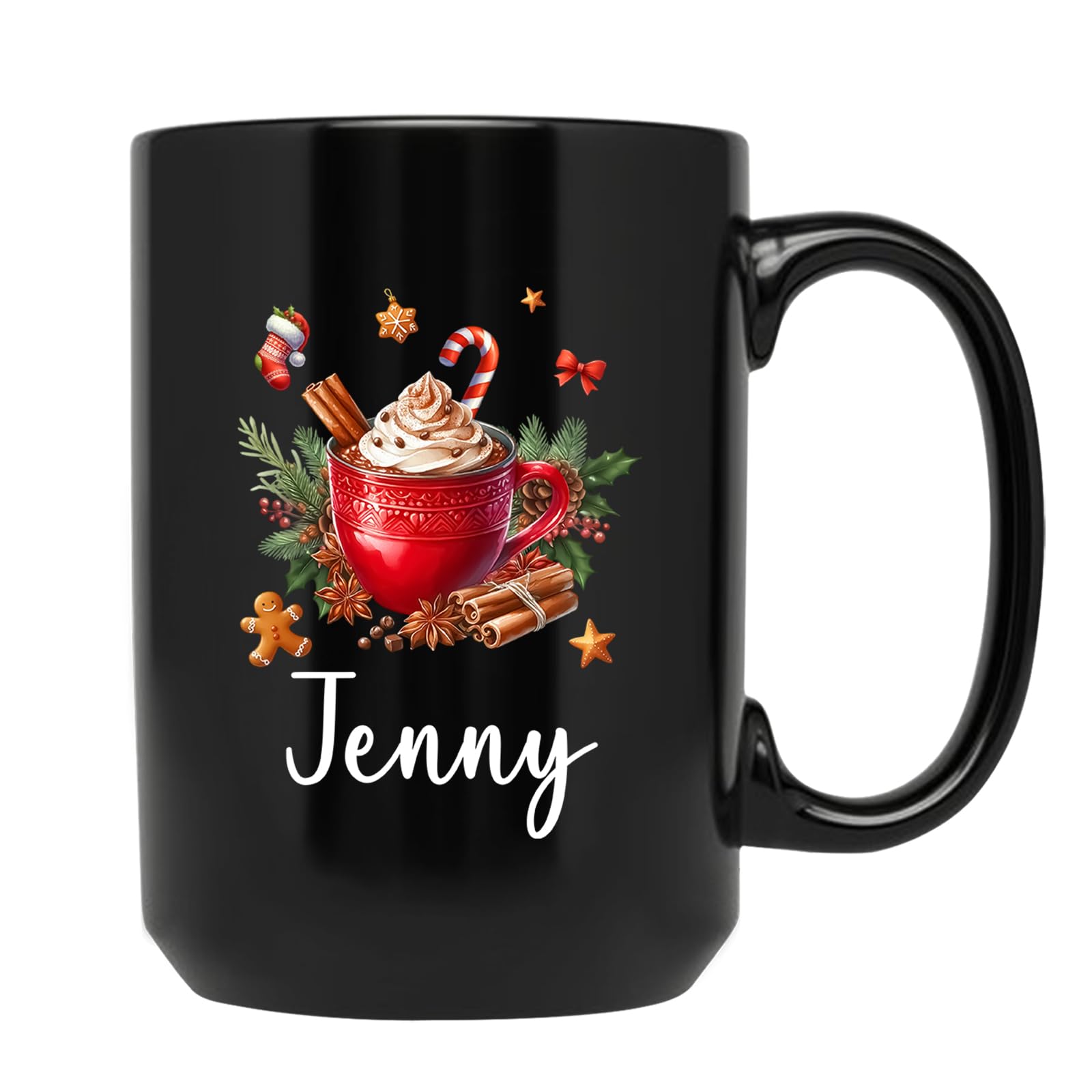 Custom Hot Chocolate Christmas Mug | Personalized Christmas Coffee Mug With Name | Hot Chocolate Mugs | Xmas Cup Gifts For Family, Kids, Friends |