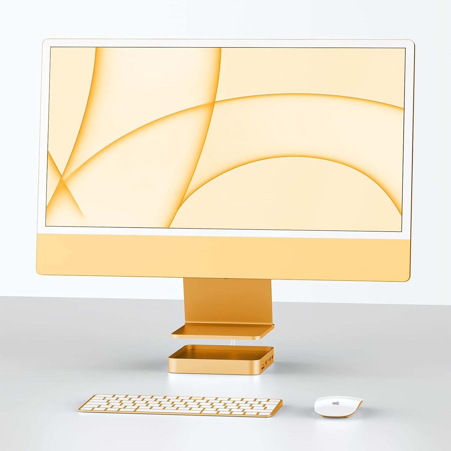USB C HUB for iMac 24 inch 2021/2023/2024, PULWTOP USB Hub Adapter iMac Accessories for iMac M1/M3/M4 with USB C 10Gbps 3*USB A SD/TF, Docking Station Support Expand M.2 SSD (Not Included),Yellow