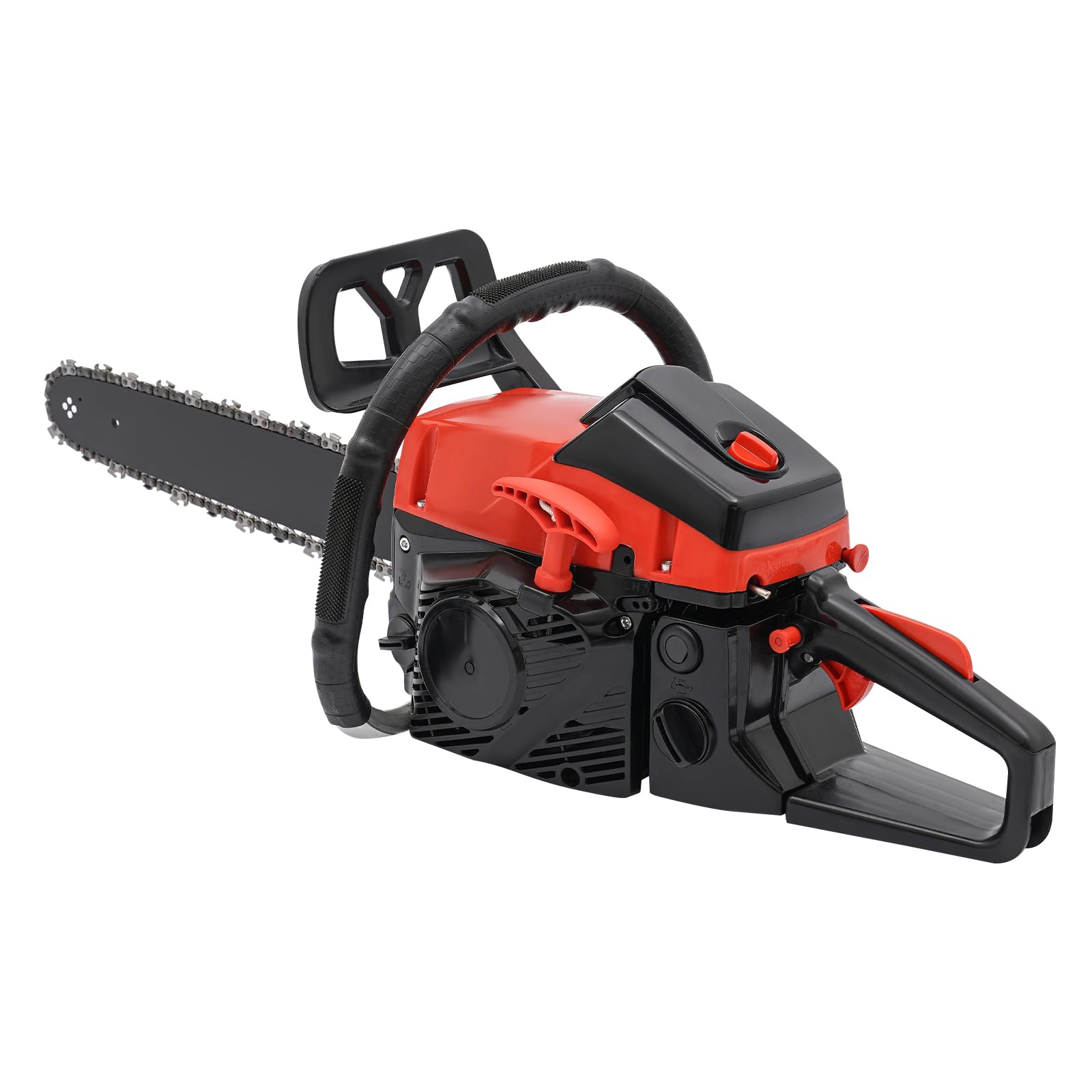 Motosierra de gasolina de 58 cc de 2 tiempos, motosierra de 18 pulgadas (48 cm) con motor de 2,2 kW y lubricación automática, incluye guantes y accesorios para madera, jardín y bosque