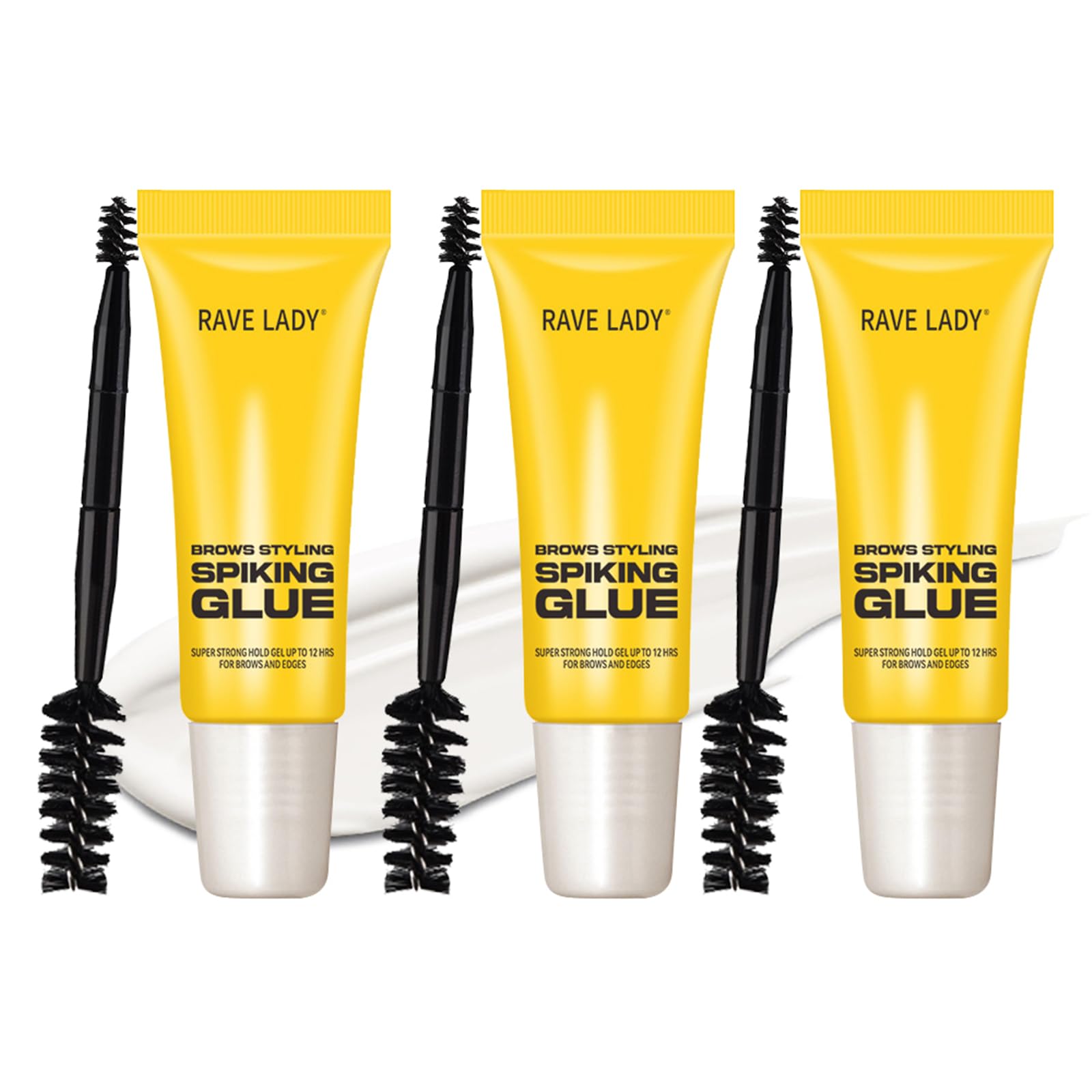 3PCS Brow Styling Glue, Clear Eyebrow Gel with Brush