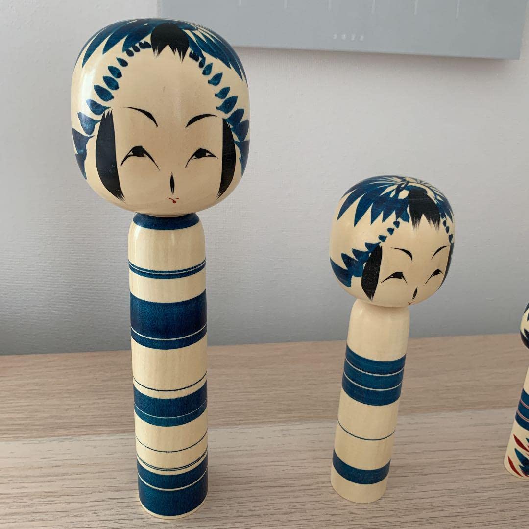 佐藤康広工人　こけし　インディゴ　二体セット 佐藤康広 インディゴこけし 2体セット