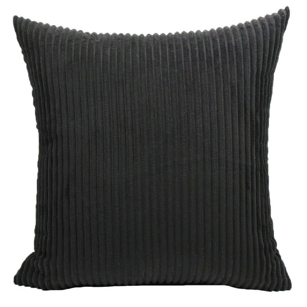 Seechoo Set of 4 - Corduroy Black Sofa Cushion Covers 45 x 45 cm Decorative Pillows, 45 x 45 cm (Pack of 4) - Image 4