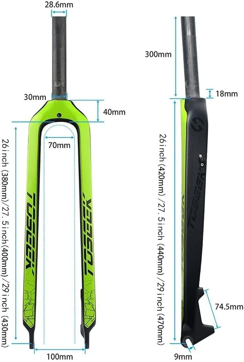 Bicycle Rigid Fork, 3K Full Carbon Front Forks, Disc Brake, Hard, Accessories, Straight, 26/27.5/29 Inch(B,27.5)