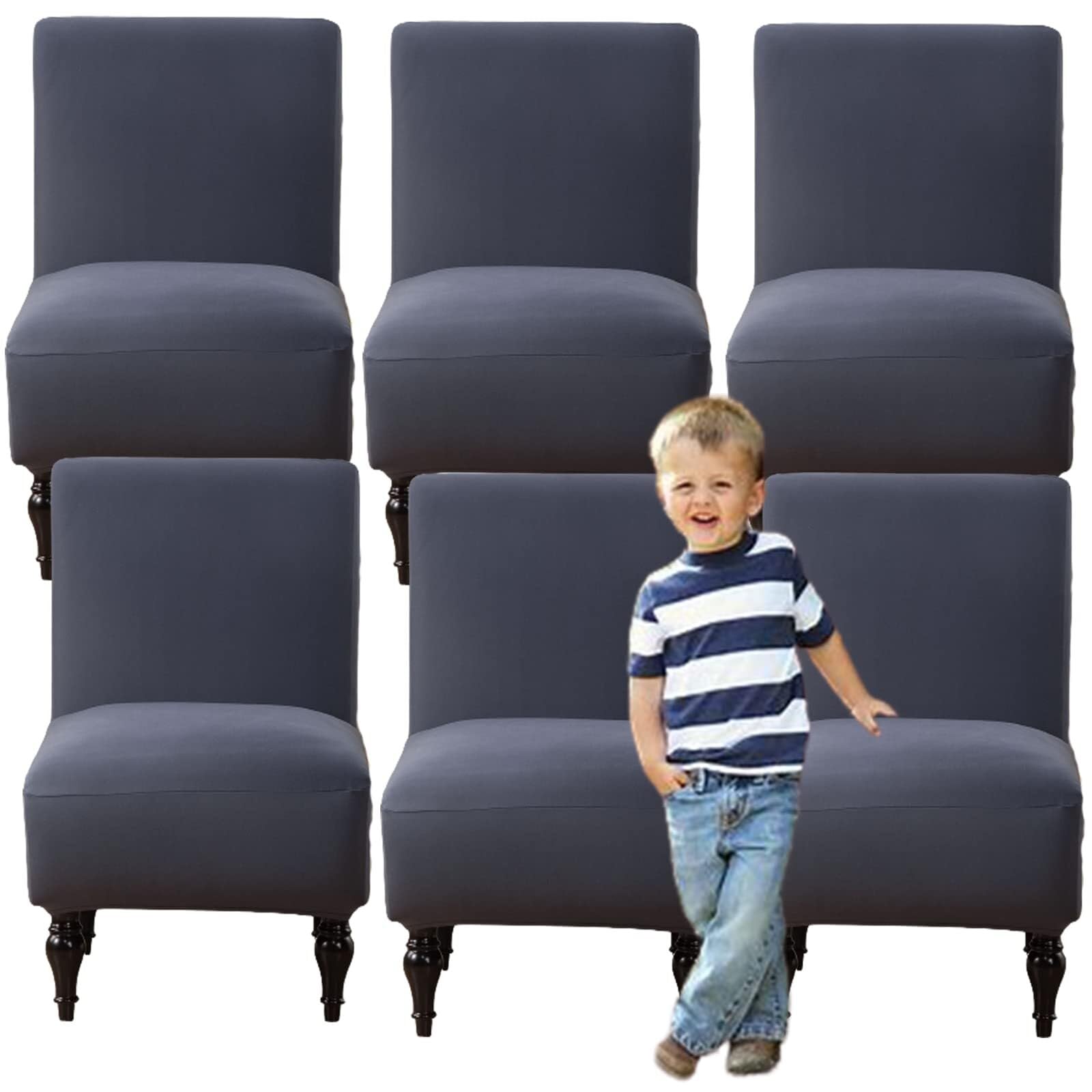 NMVAWIPT Armless Chair Slipcovers Stretch Accent Covers Removable Washable Anti-Dust Protector Furniture Without Armrests(#10,6pcs)