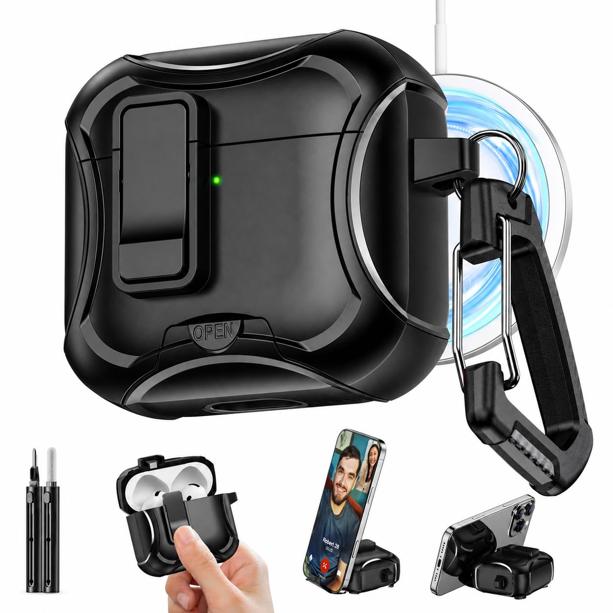 Mizi AirPods Pro 3 Case (2025) with Lock & Phone Stand, MagSafe