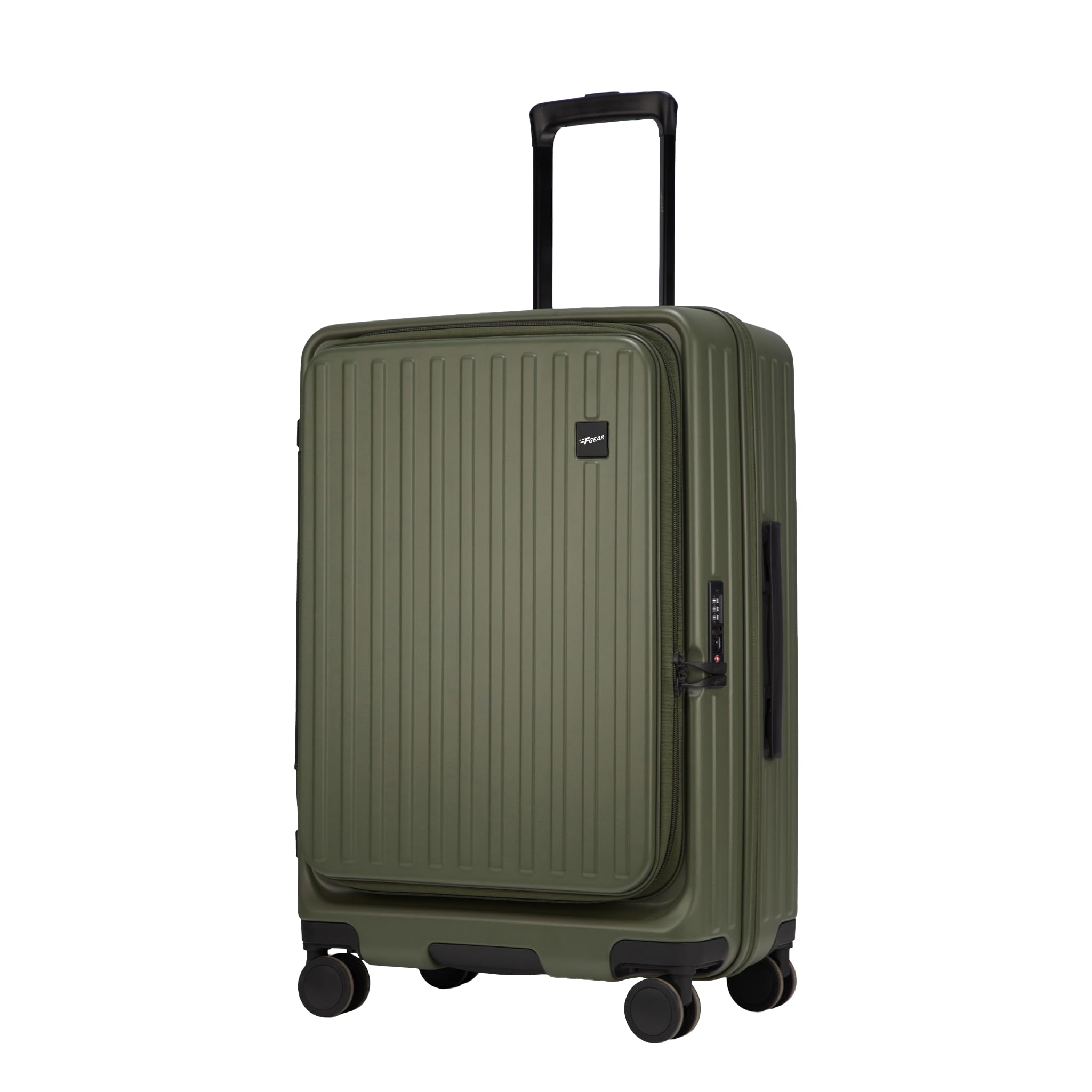 Montreal Medium 65cm German Polycarbonate Hard Luggage|8 Japanese Hinomoto Silent Wheels|Expandable Check-in Front Opening Suitcase for Travel|Anti-Theft Zipper, TSA 007 Lock| (Army Green)
