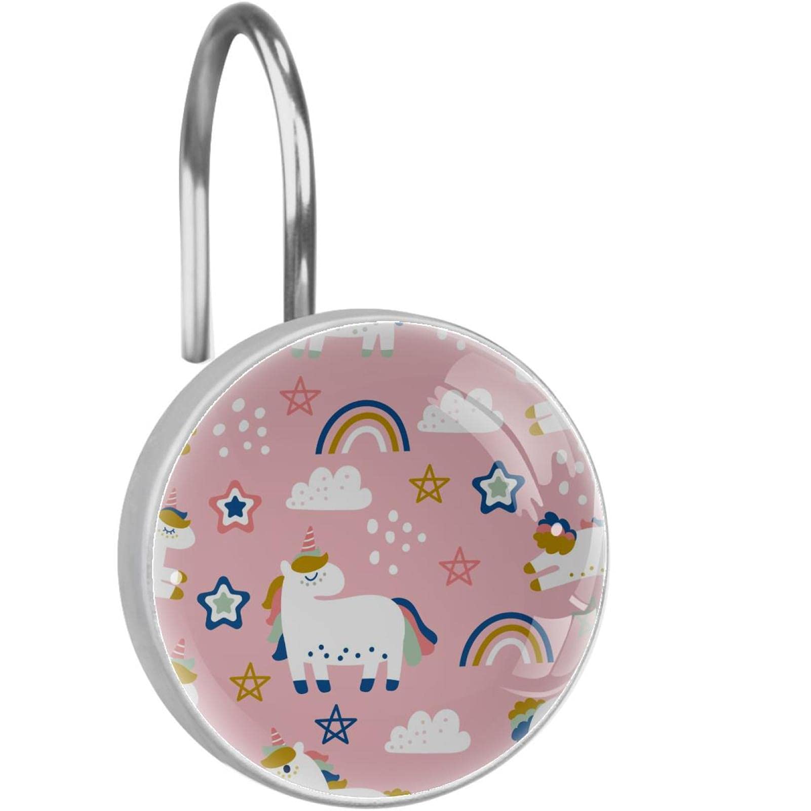 Anneaux de douche antirouille robustes avec décors soignés licorne et étoiles