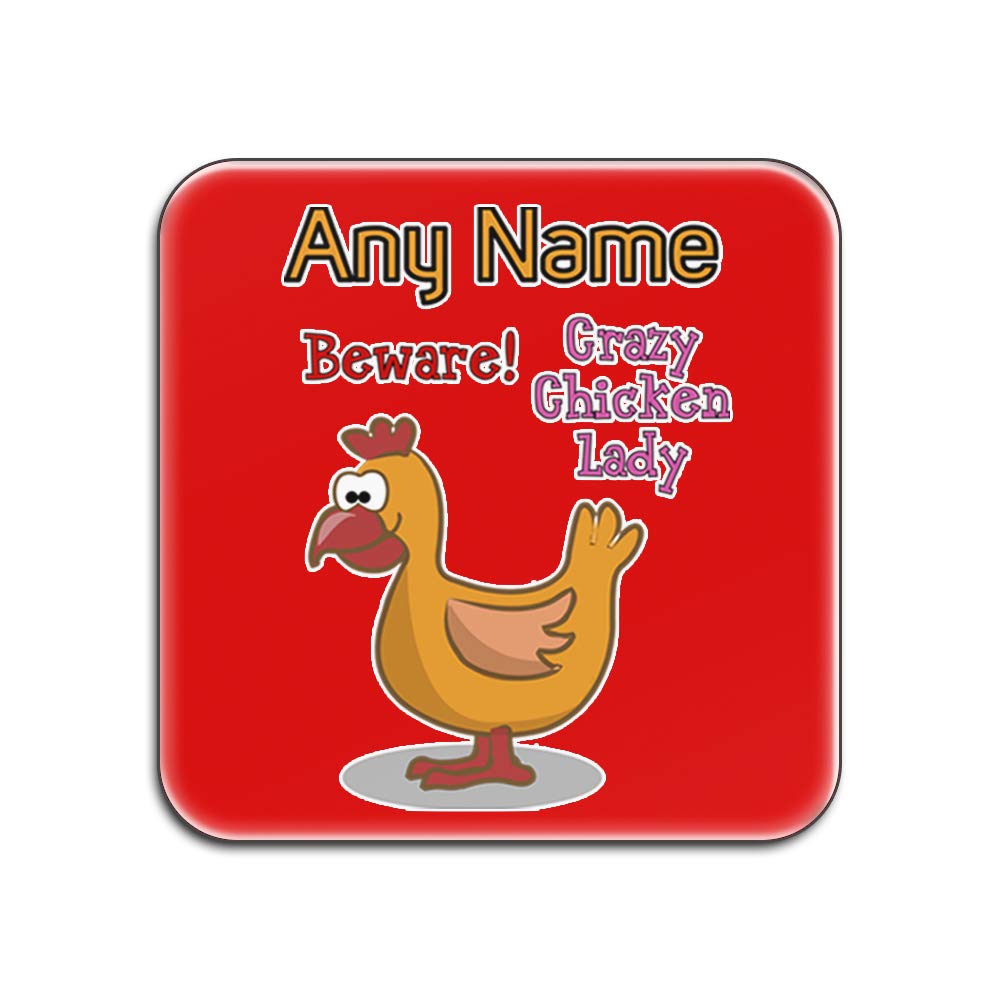 Dessous de verre poulet blanc anti rayure pour table basse en panneau dur rouge