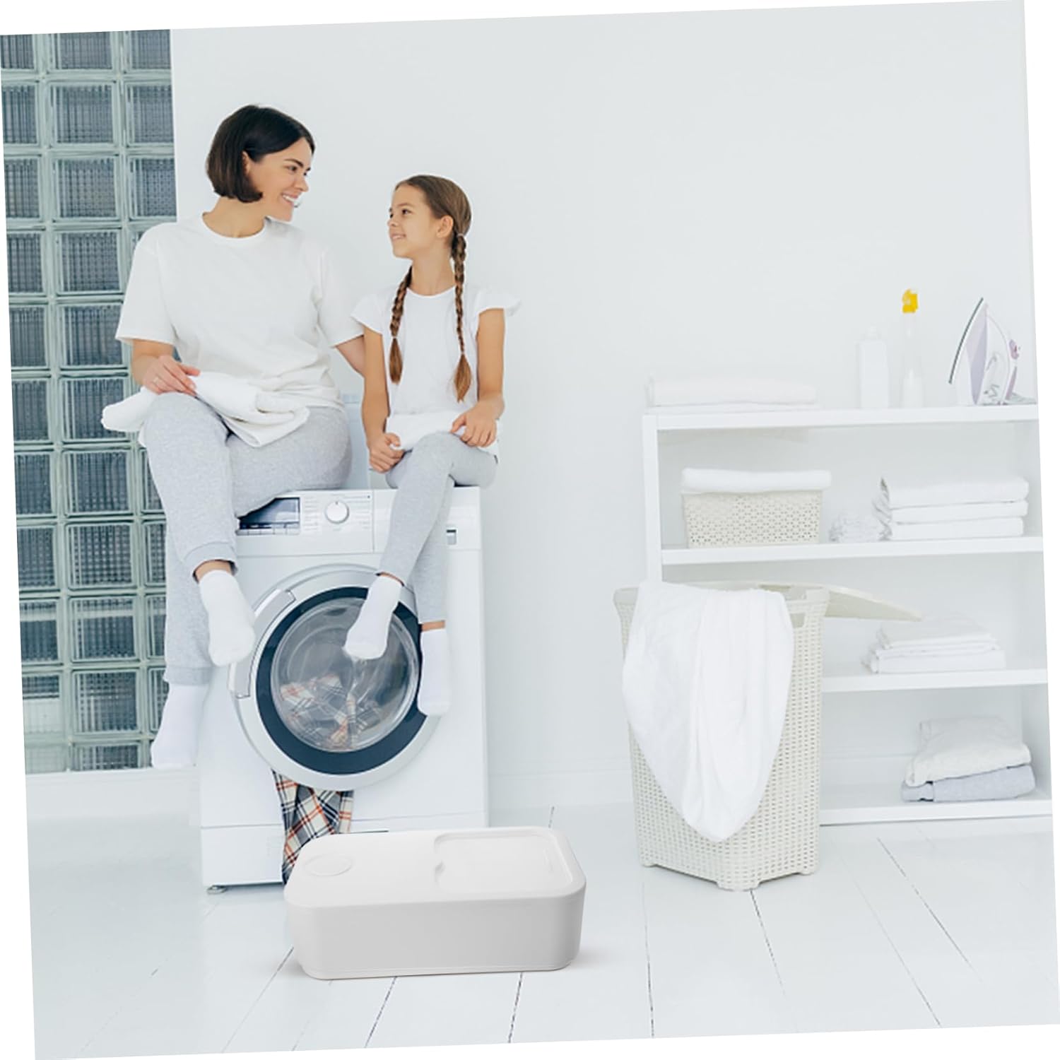 Luxshiny Laundry Pod Storage Container with Lid Sturdy and Practical Laundry Pod Organizer Box Capacity Compact Design Safe and Pearl