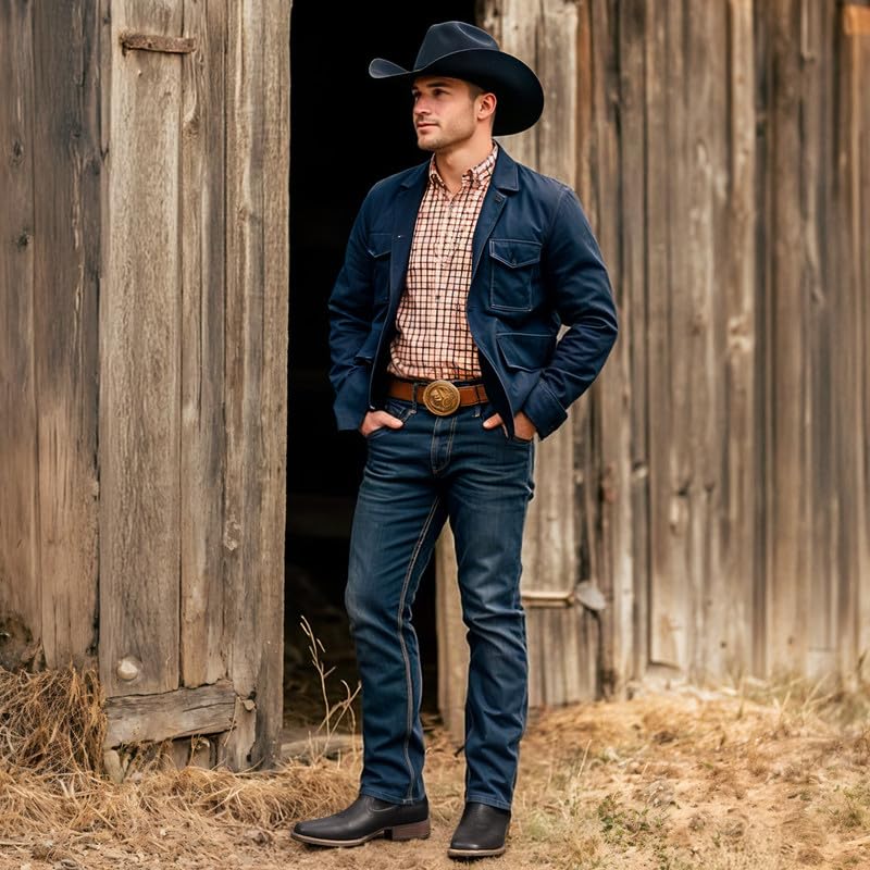 suokdil cowboy boots for men - men39s western boots with embroidery slip resistant square toe chunky heel durable and fashionable retro classic footwear for spring and fall