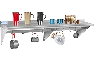Hally Stainless Steel 18" x 72" Wall Mounted Steel Storage Rack with...