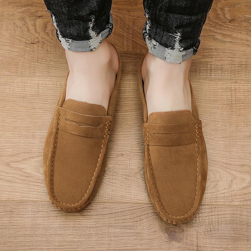 Men's Loafers Round Toe Suede Vamp Penny Half Loafers Shoes Slip Resistant Lightweight Flexible Walking Slip-on4