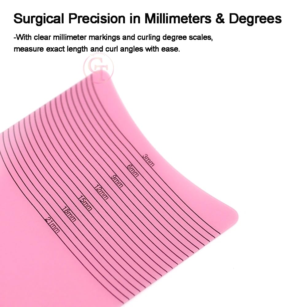 6pcs/bag Pink Eyebrow Lash Measuring Tool Eyelash Measuring Ruler for Measure Professional Eyelash Stencils Ruler Symmetry Curling Degree Ruler Eyelashes Length Beauty Tools (6pcs/bag) image 5