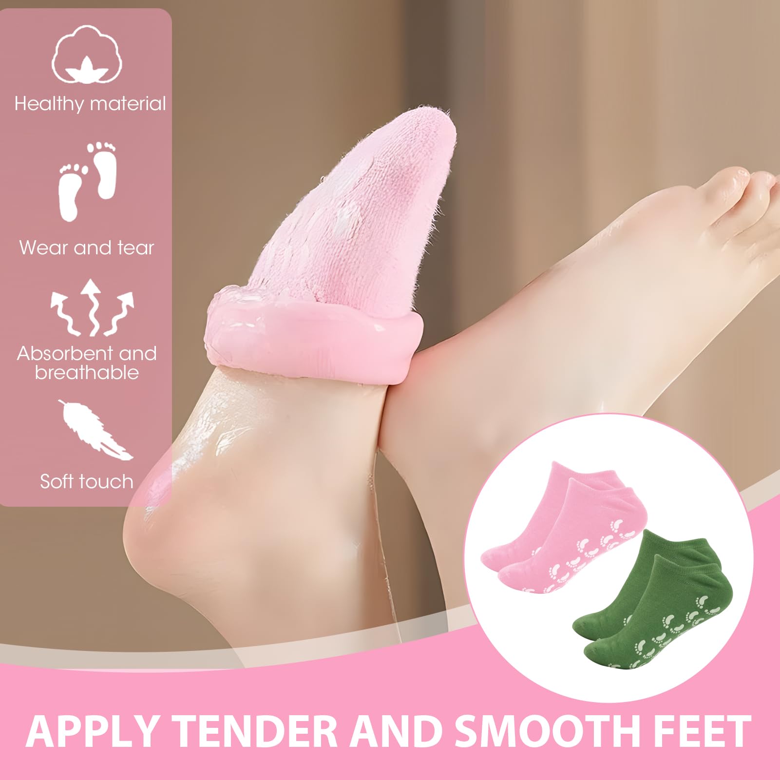 2 Paires de Chaussettes silicone Hydratantes,Chaussettes hydratantes réutilisables,Confort et Hydratation Profonde avec Design Antidérapant, Idéal pour Hommes et Femmes, Taille 34-37