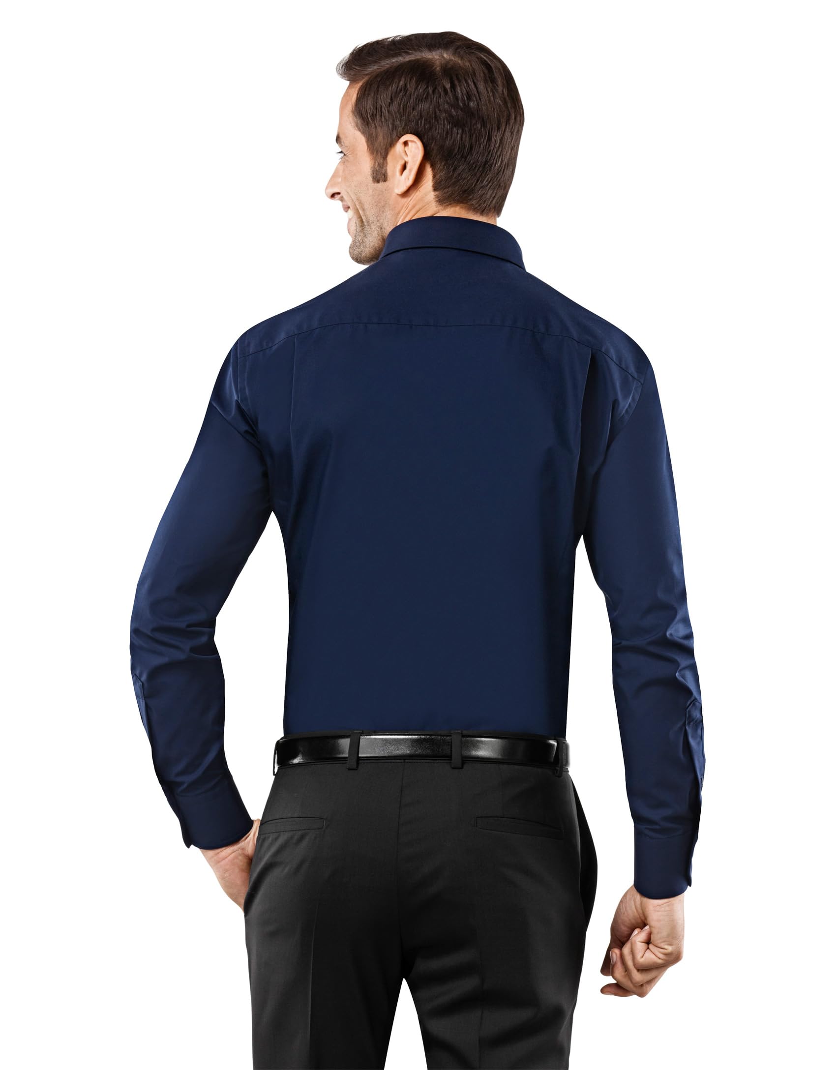 Vincenzo Boretti Camicia Uomo Eleganti, Taglio Normale/Regular-Fit, Collo Classico, Manica Lunga, in Tinta Unita - Non Stiro/Non-Iron