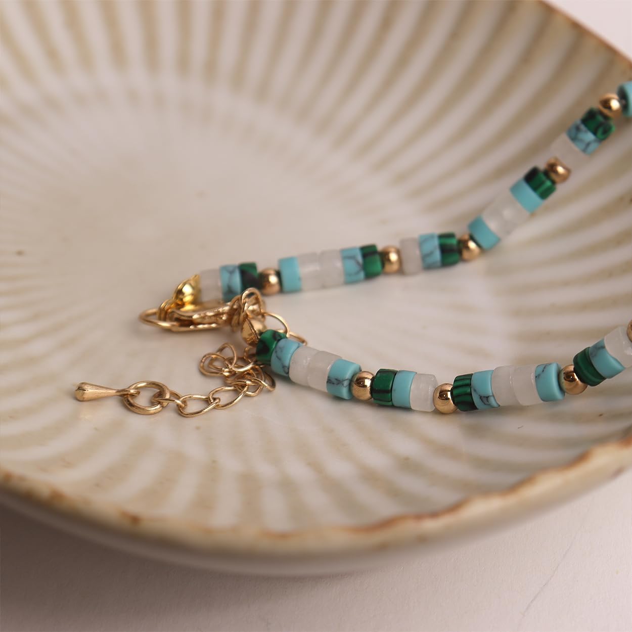 Natural Stone Beaded Long Choker Necklaces for Women – Dainty Boho Handmade Healing Stone Turquoise Malachite Crystal Gemstone Gold Bead Statement Chain Beach Accessories Prom Jewelry Gifts - Image 8