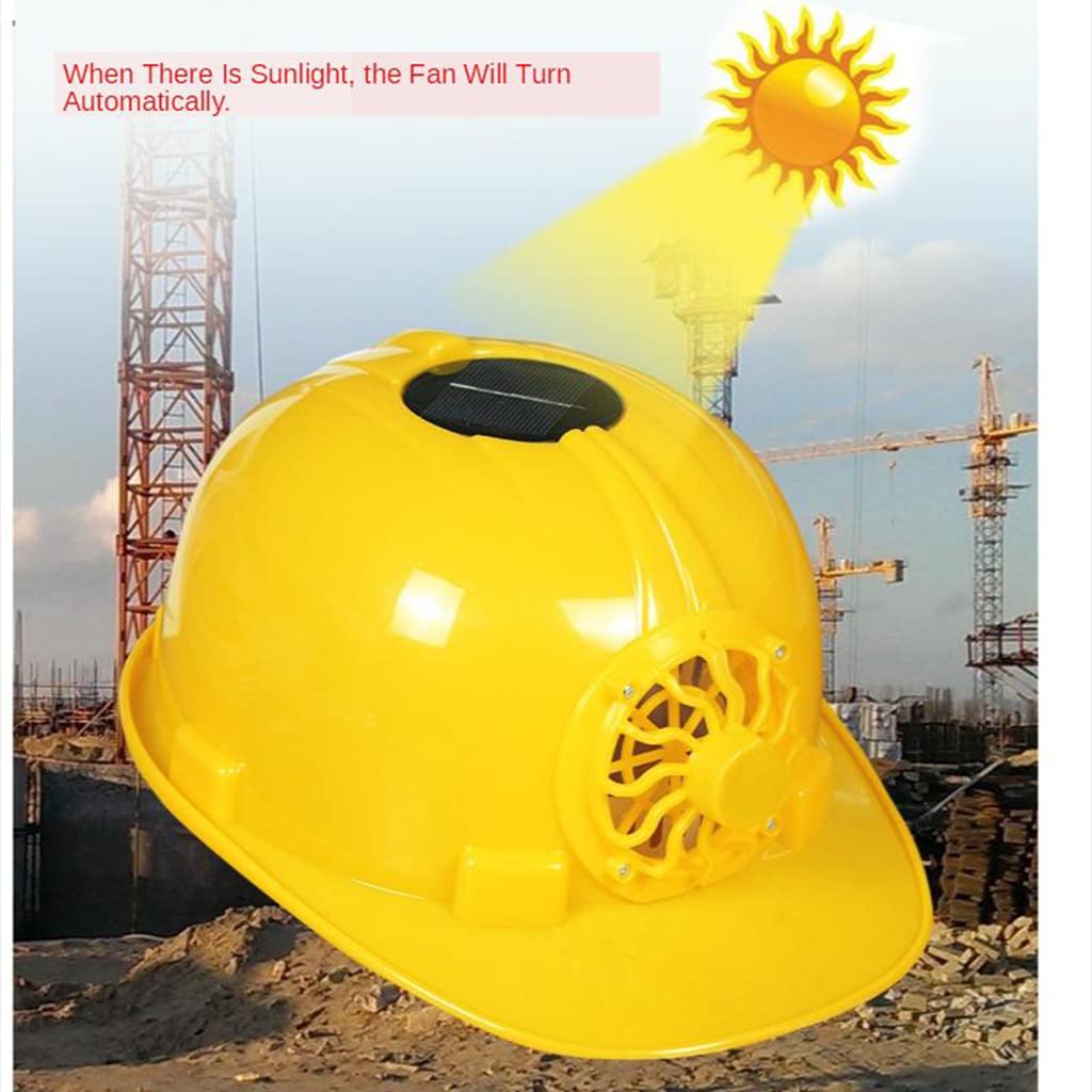 Casque de Sécurité Ventilé Énergie Solaire Support Absorption Chocs Protection Respirant Matériau PE Réglage Pratique Adapté Aux Travaux Extérieurs, Jaune