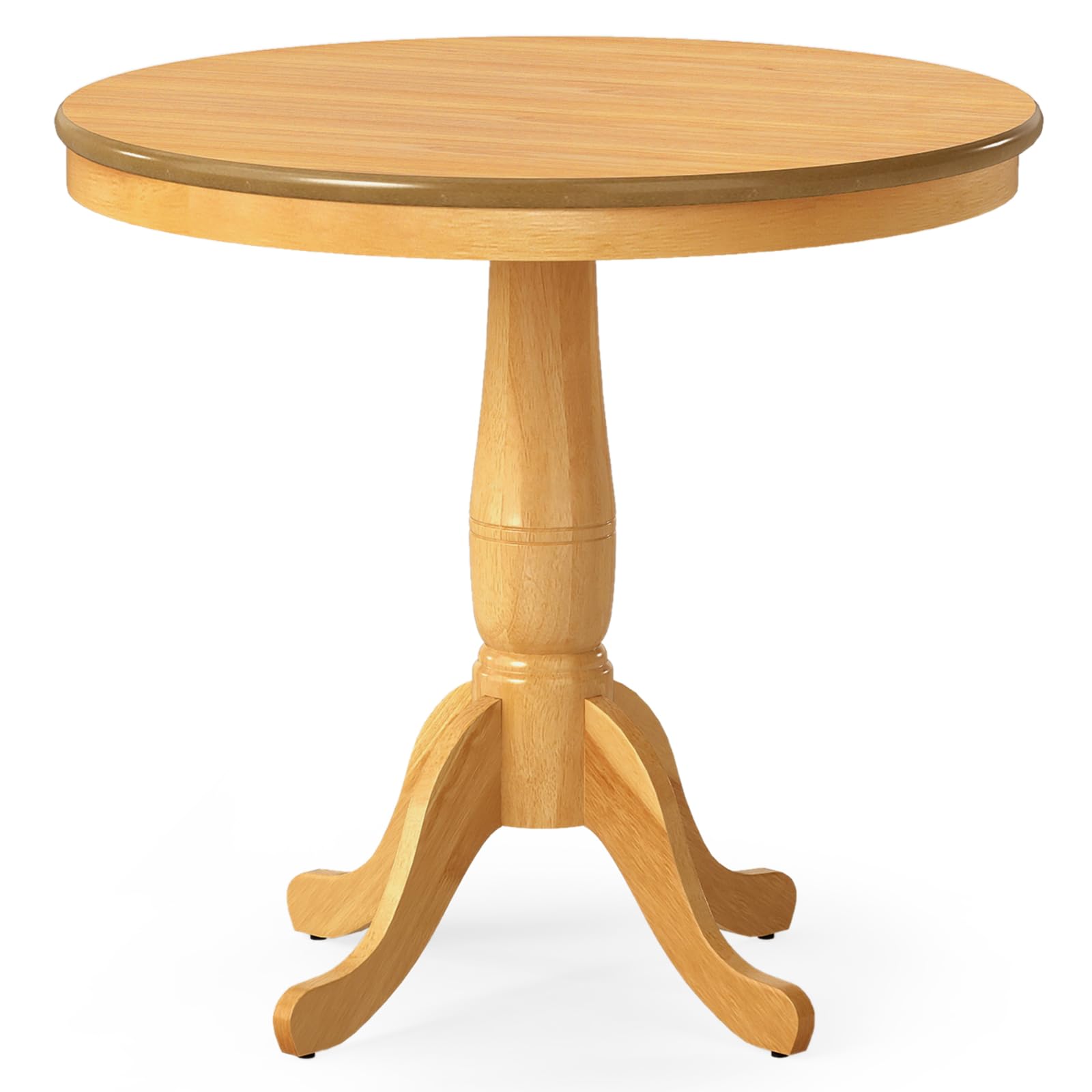 Giantex Round Dining Table for 2-4 People, 32" D X 30" H Wooden Kitchen Table with Spacious Tabletop, Pedestal Base, Leisure End Tables for Bar, Kitchen, Dining Room, Restaurant, Natural