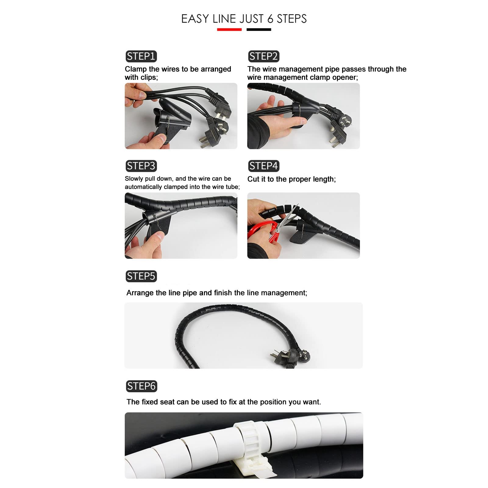 Envoltura de Cable, Enrollado Cable de PE Protector de Envoltura de Cable Funda Tubo de Bobinado de Alambre Flexible Protector de Manguito Paquete de Cable Eléctrico para