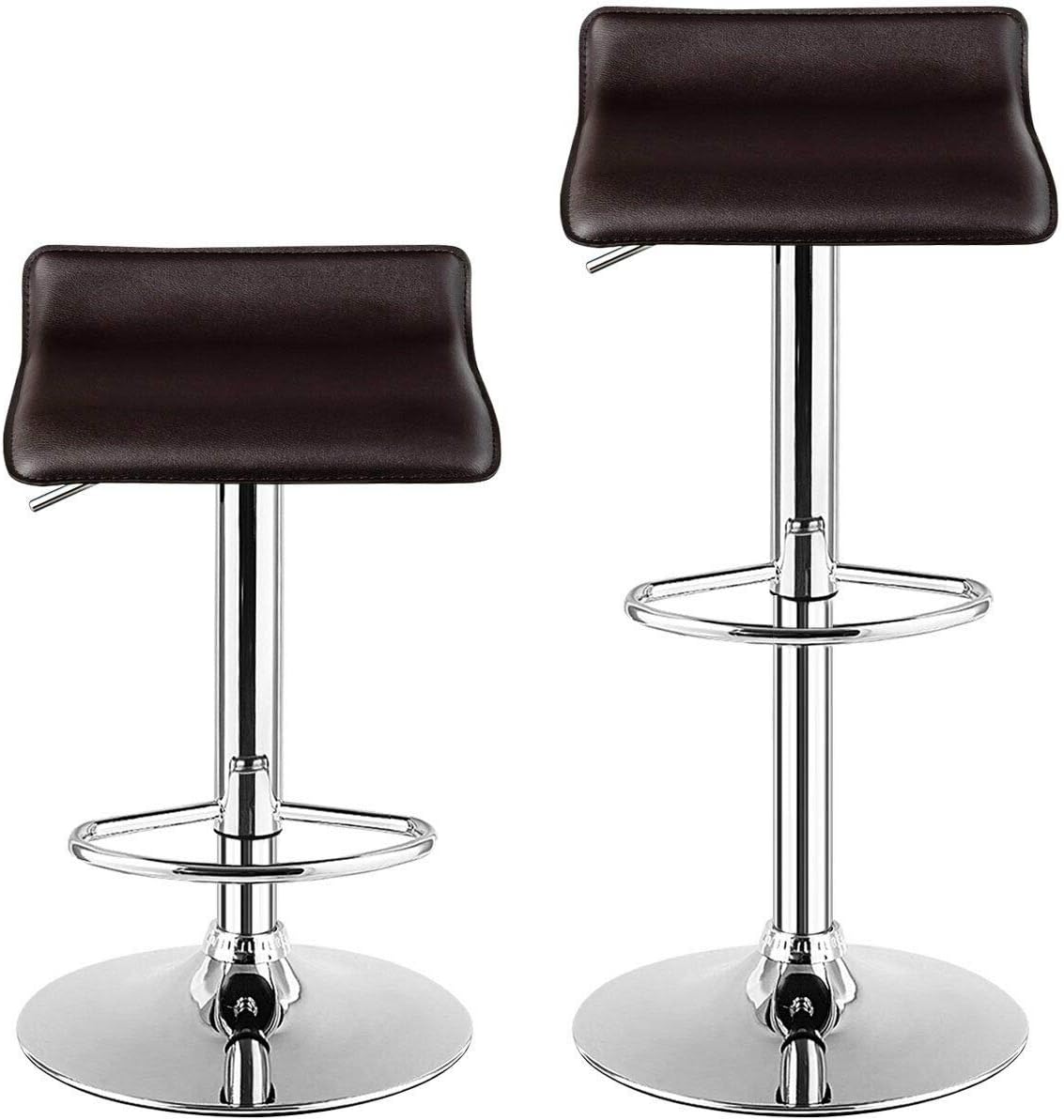 Buy Wellfor Set Of 2 Bar Stools Adjustable Pu Leather Swivel