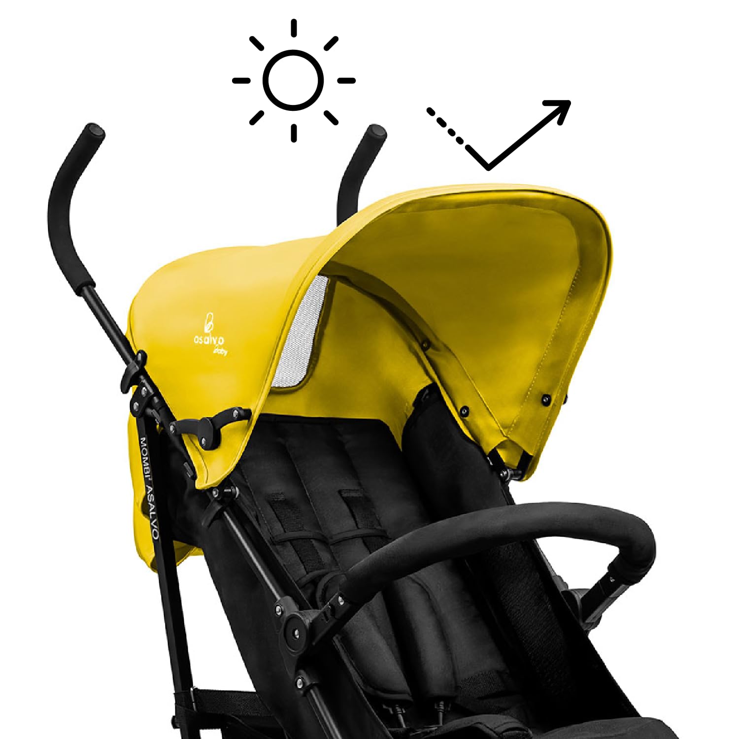 Asalvo MOMBI 2 Passeggino Ultraleggero per Neonato, Passeggino, Schienale Reclinabile, Passeggino urbano, Imbracatura 5 Punti, SPF50+, Capotta con Finestra, Maneggevole, Maggiore Sicurezza, Fino a 16